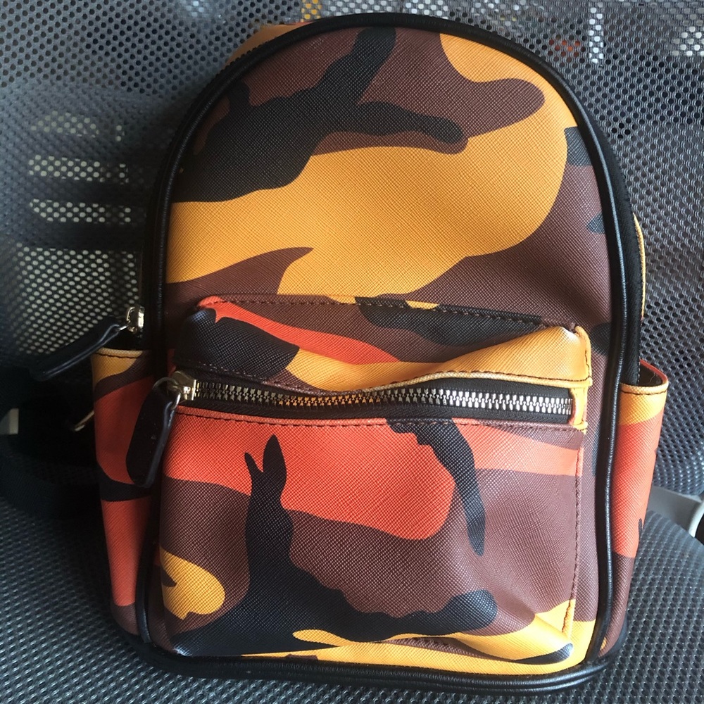 Orange camouflage mini backpack